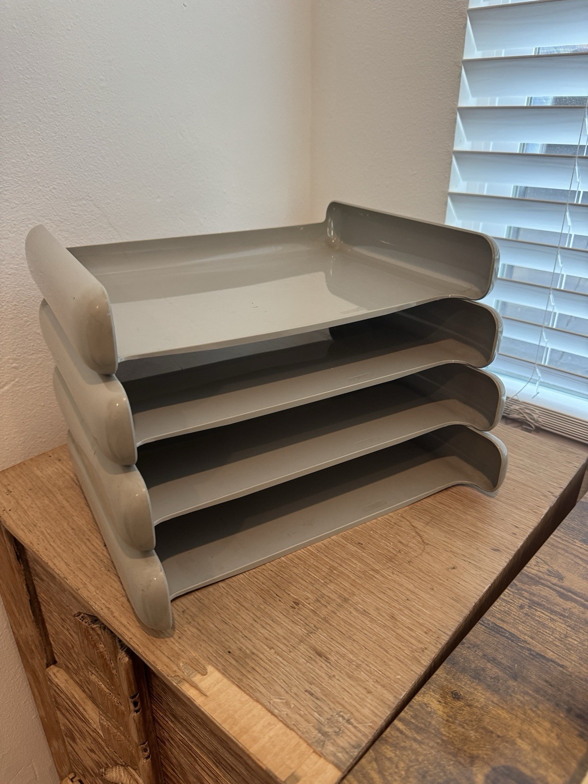 Vintage Eldon Office 4 Tier Letter File Tray Space Age Mid Century MCM Desk