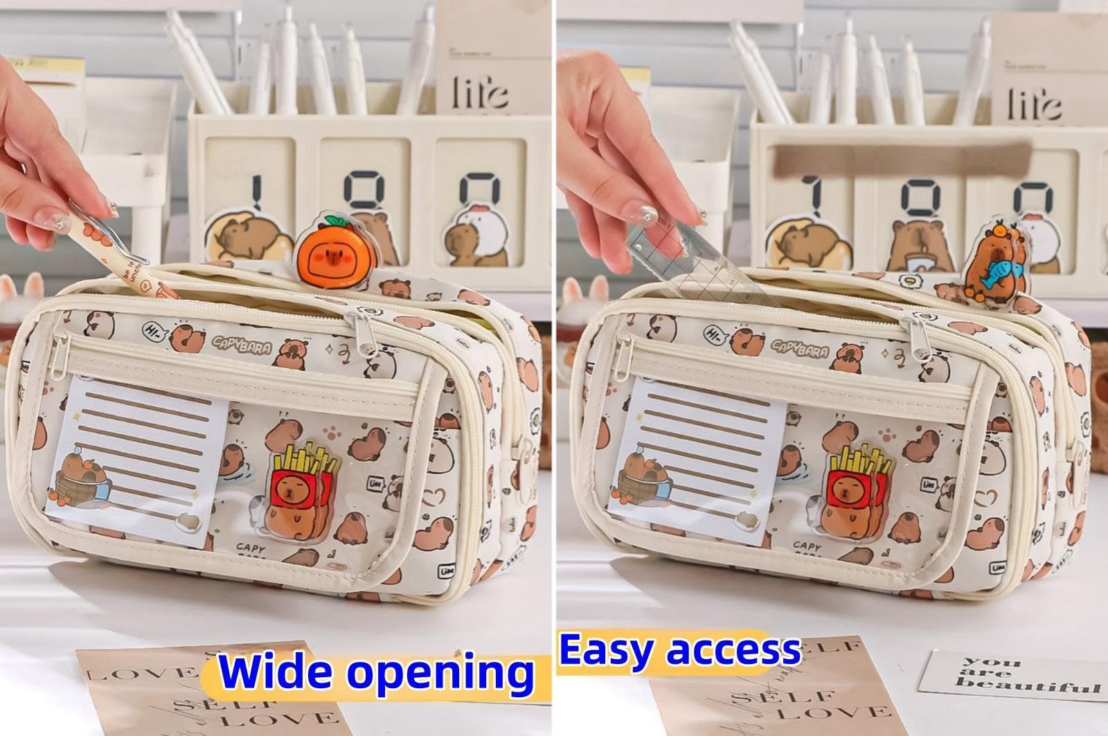 Cute Kawaii Pencil Case Pouch Cartoon Pen Box Holder Organizer for Office Wor…