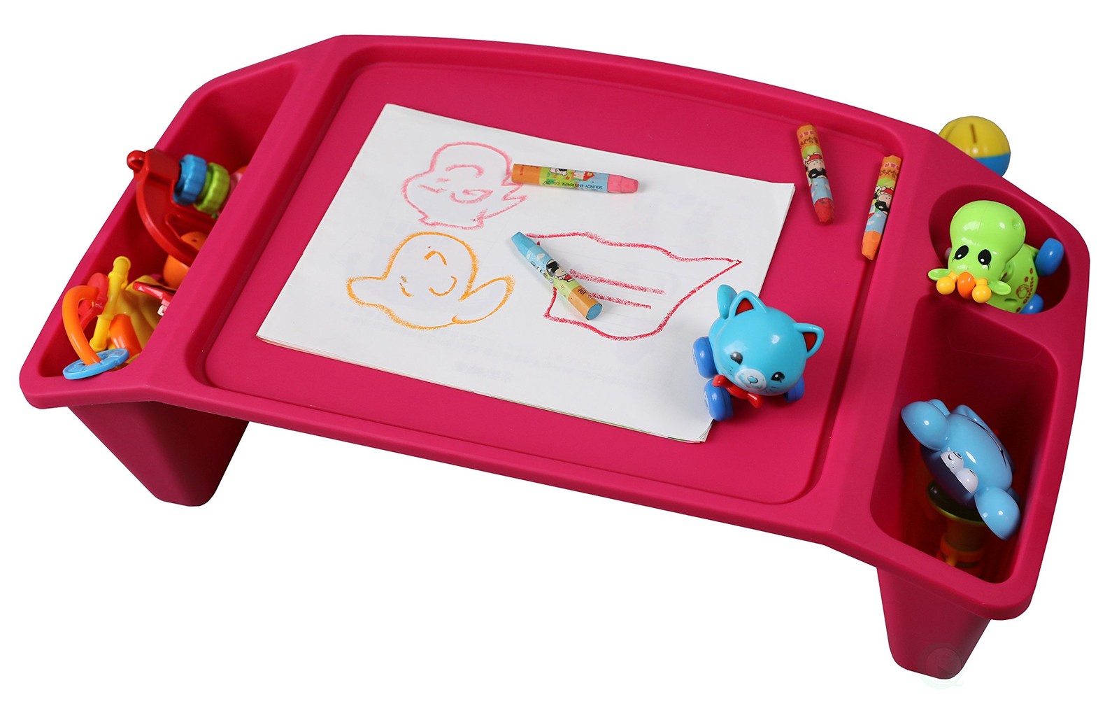 Basicwise Kids Lap Desk Tray Portable Activity Table Pink Red