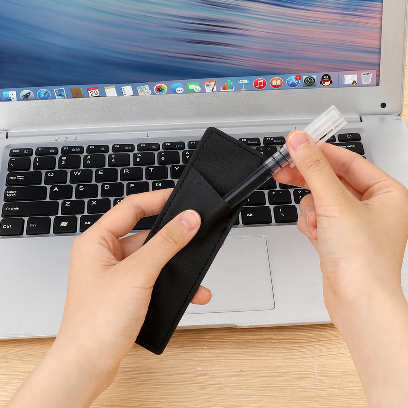 2 Pcs Leather Magnetic Pen Holder, PU Leather Magnet Pen Pouch for Fridge or …