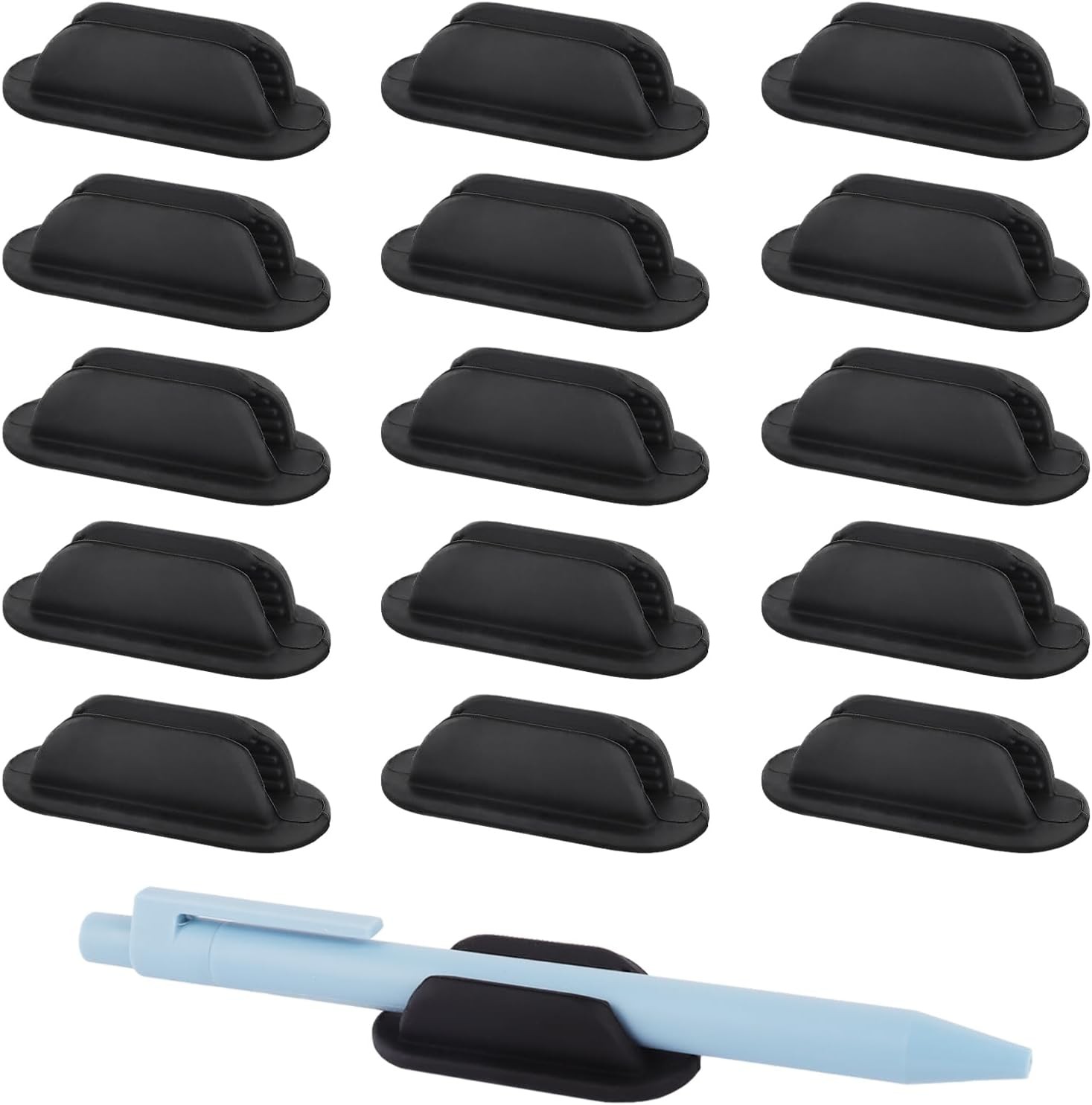 15-Pack Rubber Pen Holder Adhesive Silicone Pencil Holder Desk & Wall Pen Holder