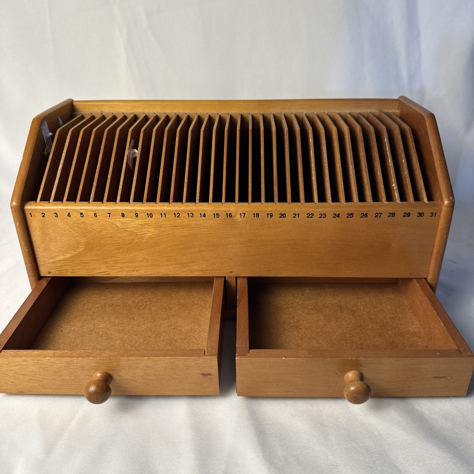31 Day Wooden Monthly Bill Mail Sorter Desk Organizer with Drawer -Lilian Vernon