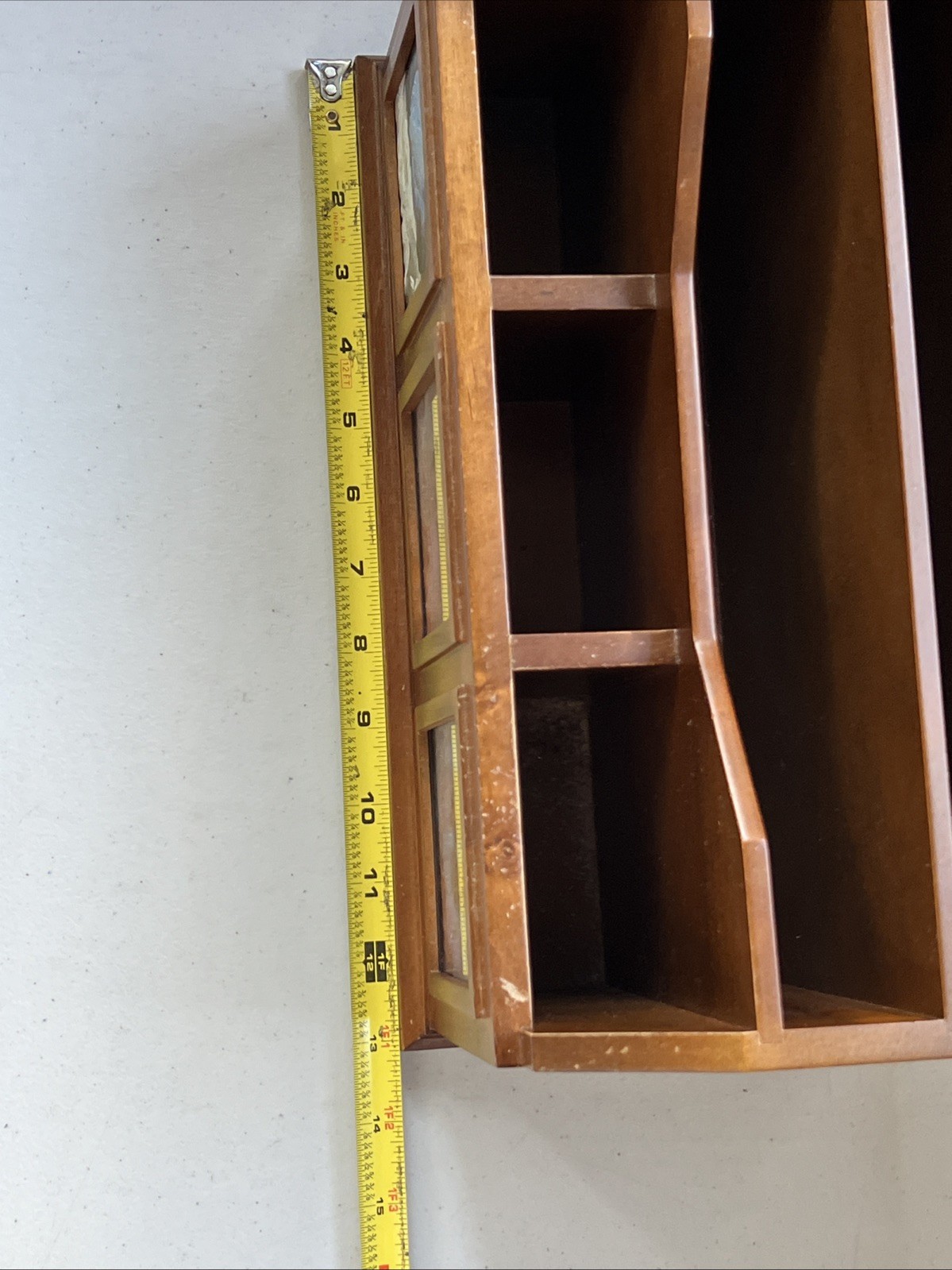 Vtg Bedford Pottery Barn Wood Desktop Organizer Mail File w/ 3 Floral Art – 13″