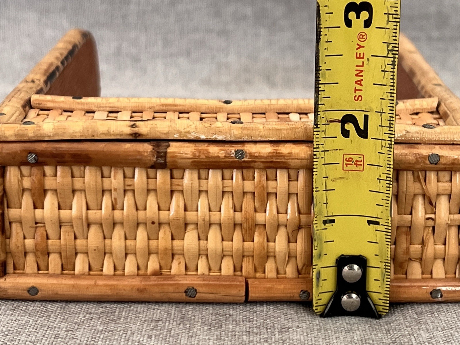 VTG Bamboo Rattan Wicker Desk Organizer Mail Holder Letter Sorter Boho Coastal