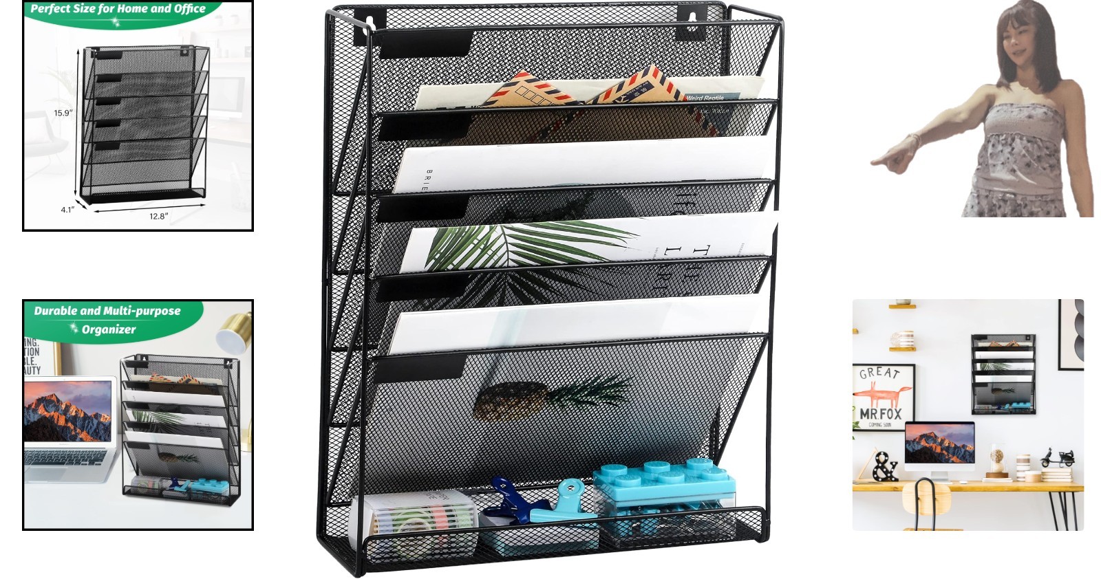 Sturdy 6-Tier Hanging Wall File Holder – Maximize Space and Organize Documents
