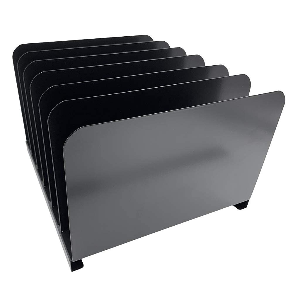 Desktop File Binder Organizer Storage Vertical 6 Slot, Black Commercial Steel