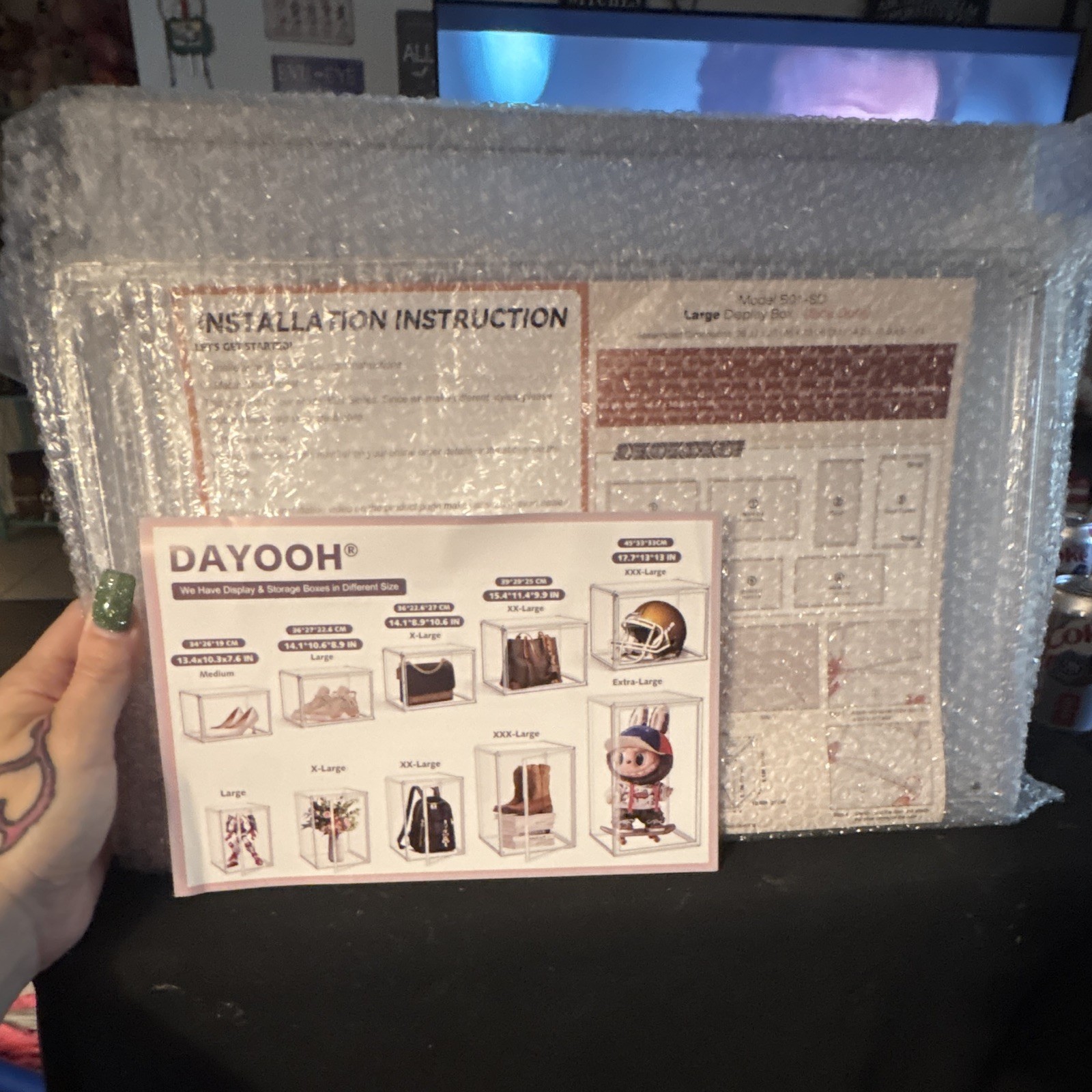 DAYOOH Large Display Box Desktop Organizer, Plastic, Model 50-50
