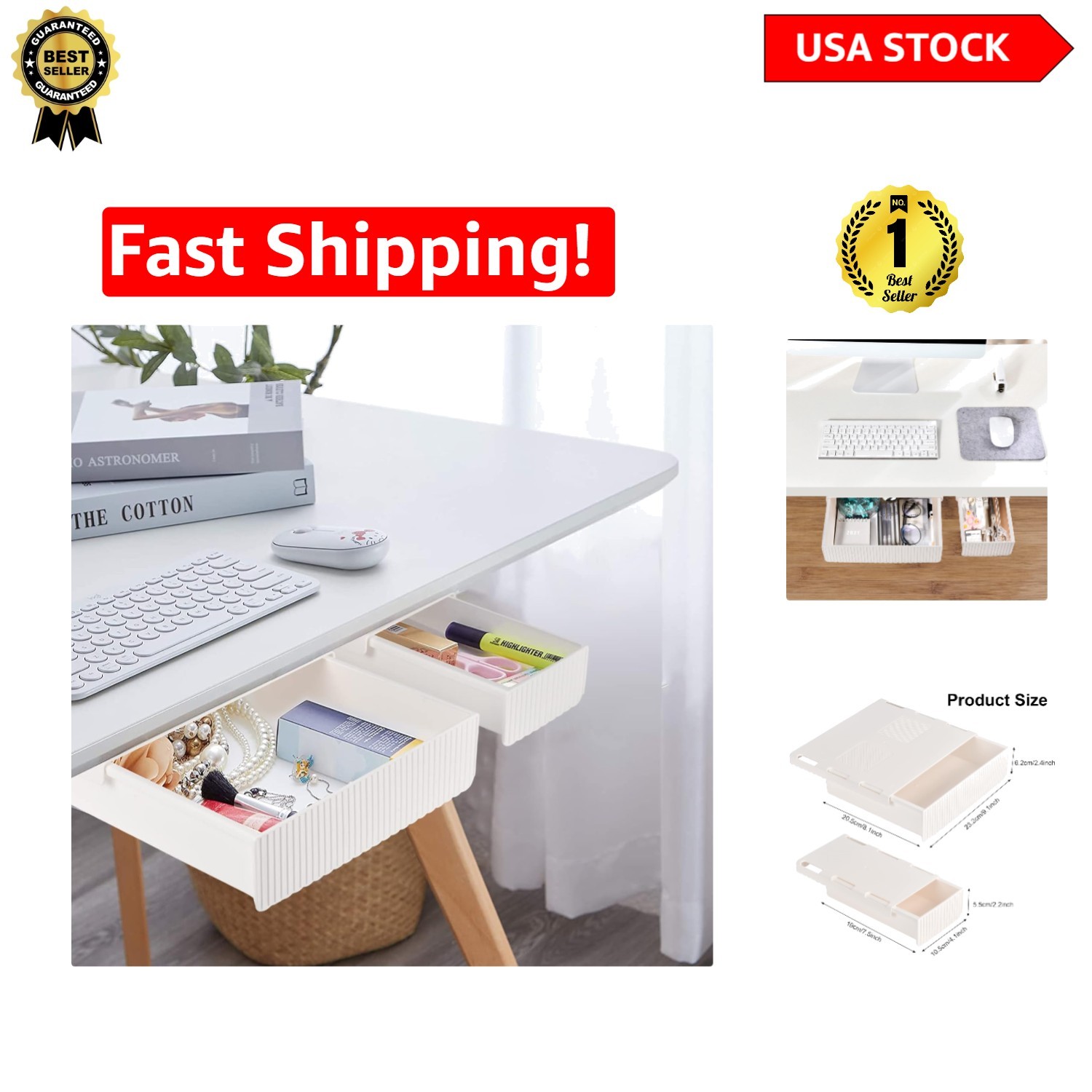 Adjustable Under Desk Drawer Organizer – Space-Saving Solution for Small Spaces