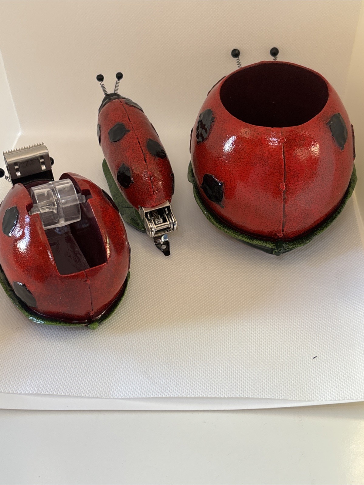 Vintage Ladybug Ceramic Desk Set. New Vintage. Wildlife Foundation Ranger Gift