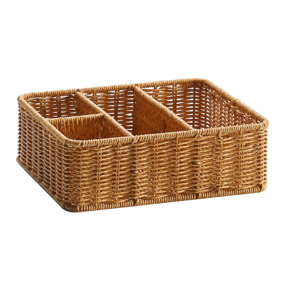 Woven Remote Control Holder Desk Organizer with 4 Compartments Multi-Purpose …