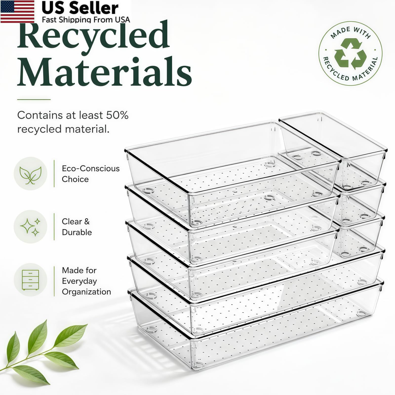 8 Pack Large Clear Plastic Drawer Organizer Bins – Acrylic 8 Pack,