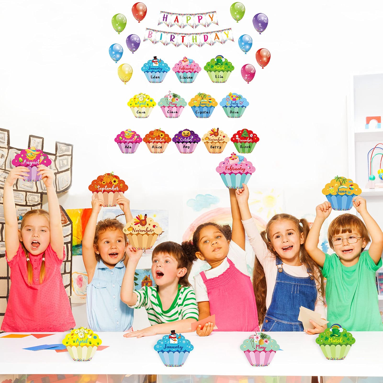 25 Pieces Happy Birthday Bulletin Board Decorations Set Colorful Multi Color