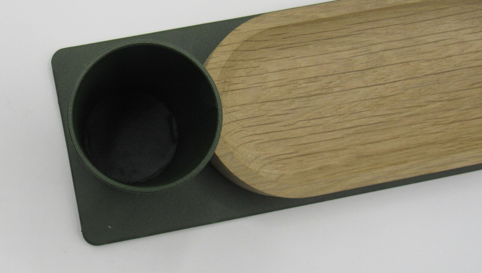 Most Modest powder coated steel/wood desk organizer pen holder dish green metal