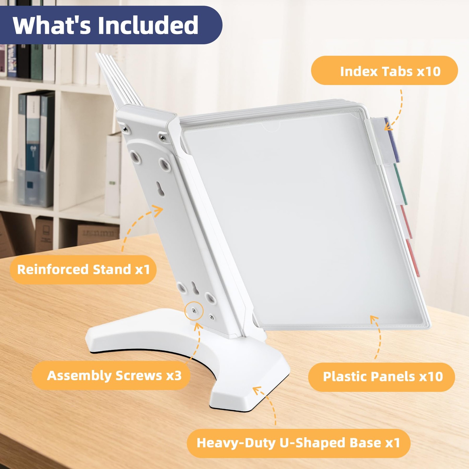 OrgEase 10-Pocket Expandable Desktop Reference Organizer, White