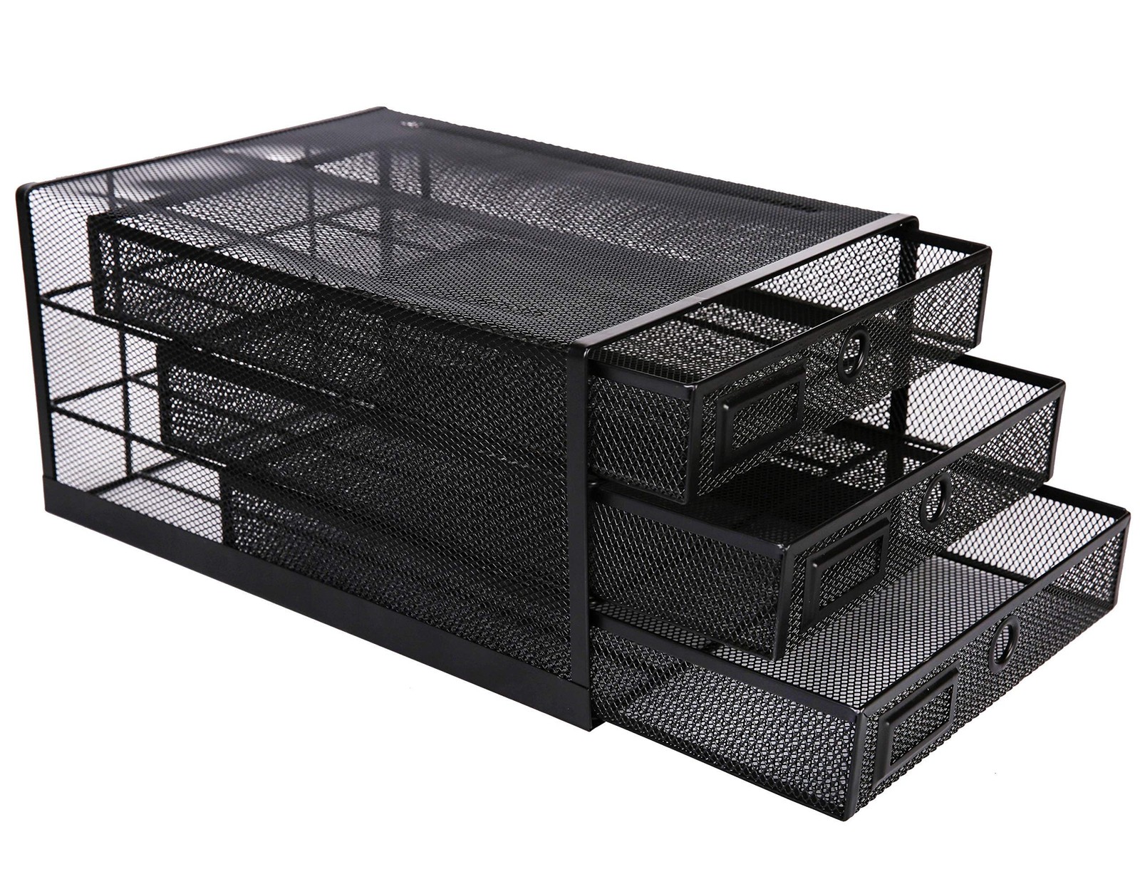 Annova Desk Organizer Wire Mesh 3 Tier Sliding Drawers Paper Sorter/Multifunc…