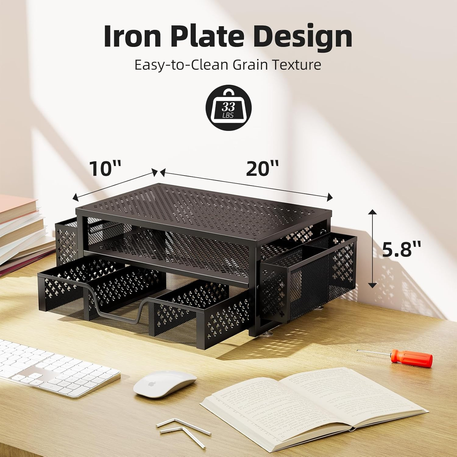 Simple Trending Desk Organizer and Accessories, 2 Tier Computer Metal Monitor St