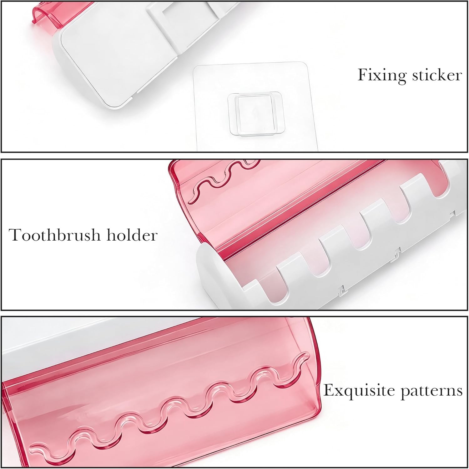 1 PCS Self Adhesive Toothbrush Holder W/ Cover Bathroom 5-Slot Wall Mounted