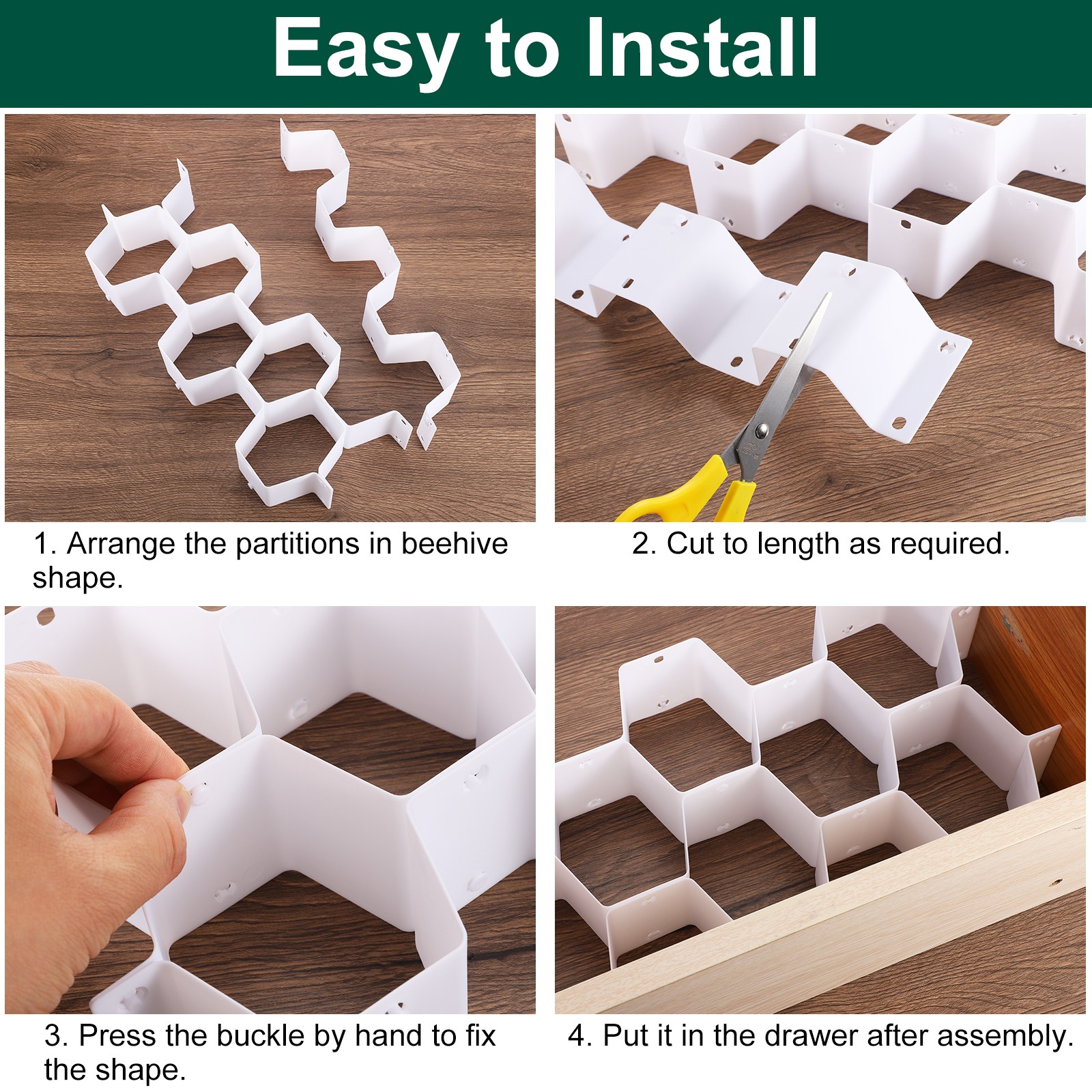 16Pcs Plastic Adjustable Separator Drawer Organizer Divider Grey