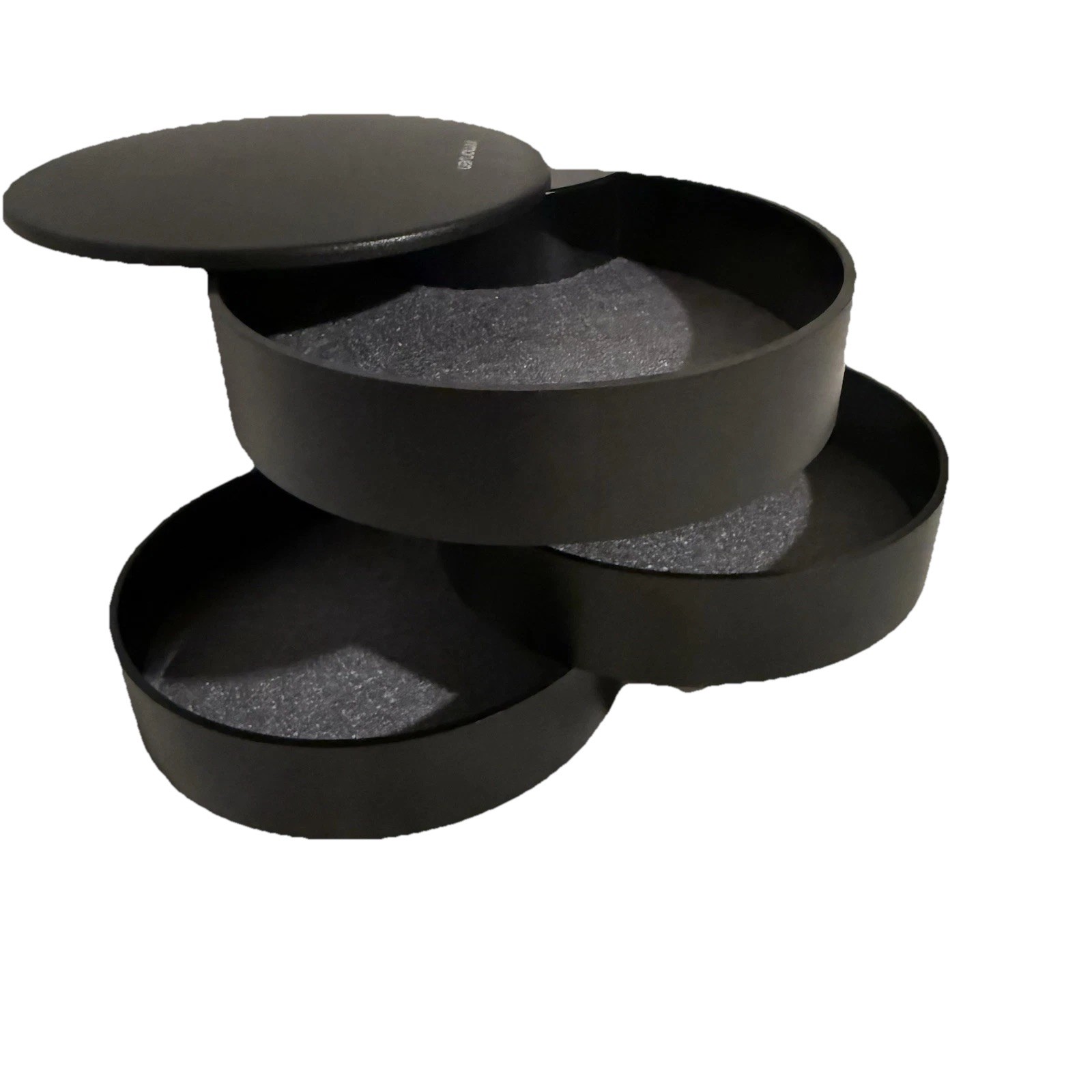 Inmonjen Rotating Desk Organizer Round Black Jewelry Makeup Storage Tray