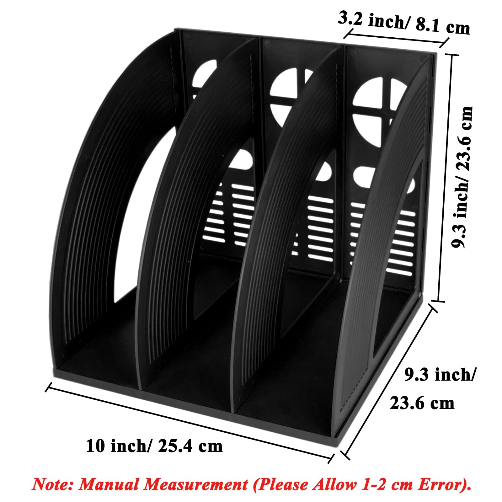 Plastic File Sorter, Book Shelf Dividers, Office Desk Organizer, Black