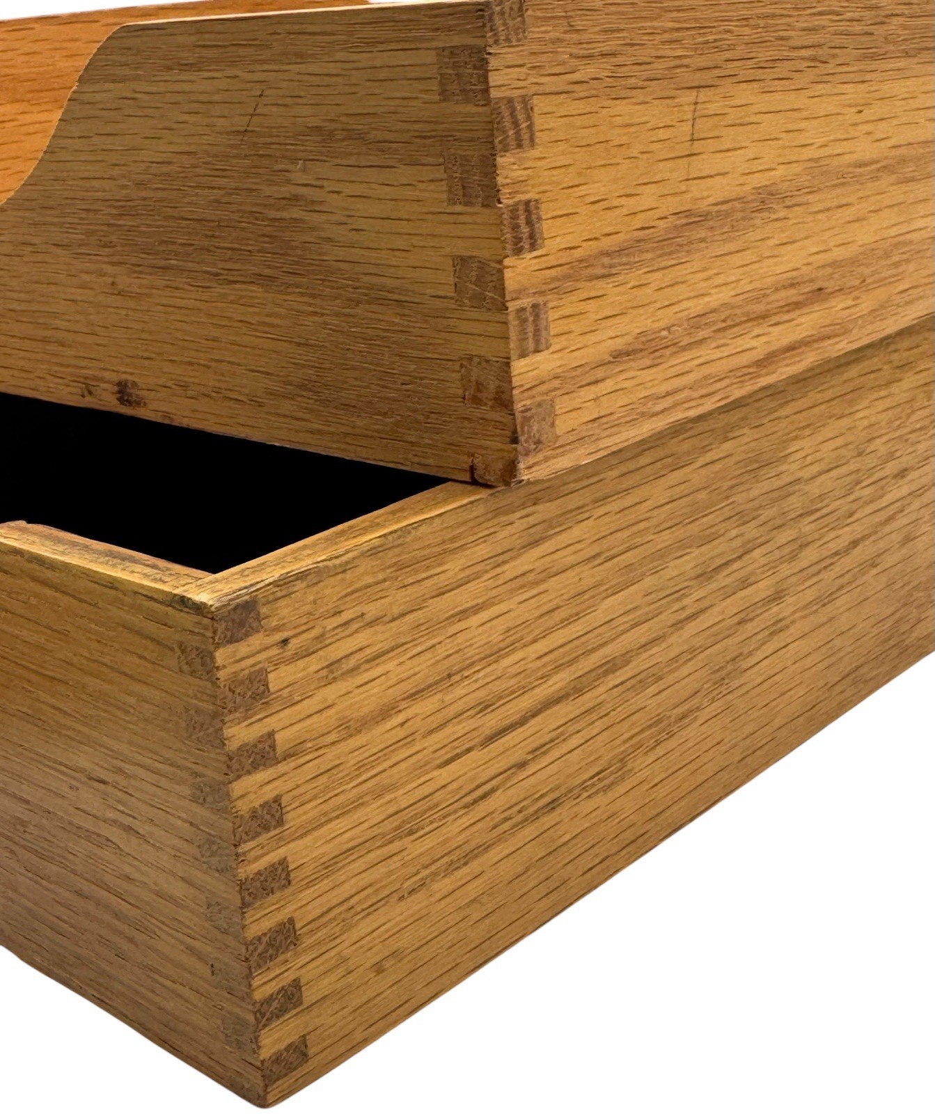 Vintage Wood Letter Trays Set of 2 Oak Dovetail Two Sizes Desk Paper Office Box