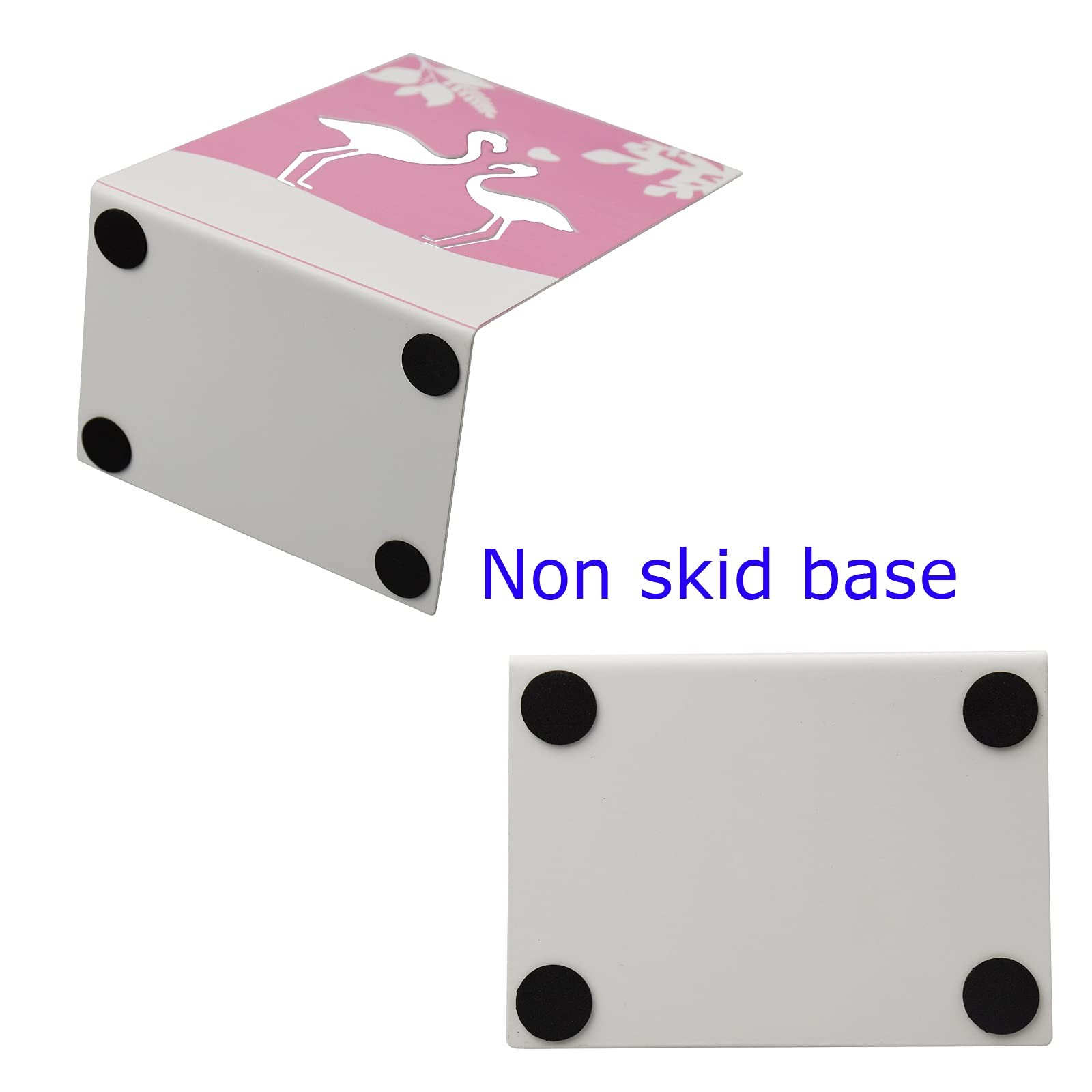 Enyuwlcm Metal Book End for Kids Cute Bookends with Nonskid Pink Flamingo