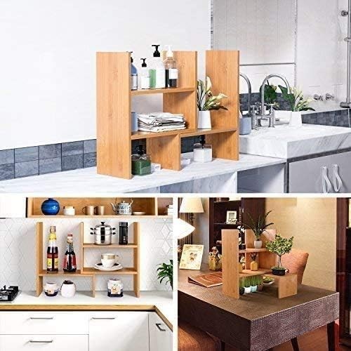 Adjustable Desktop Bookshelf, Desk Organizer Display Shelf Counter Top Bookca…