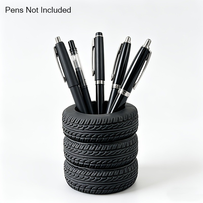 Fun Novelty Tire Shaped Desk Organizer Marker Pen Storage Pot fits Home Desk Use