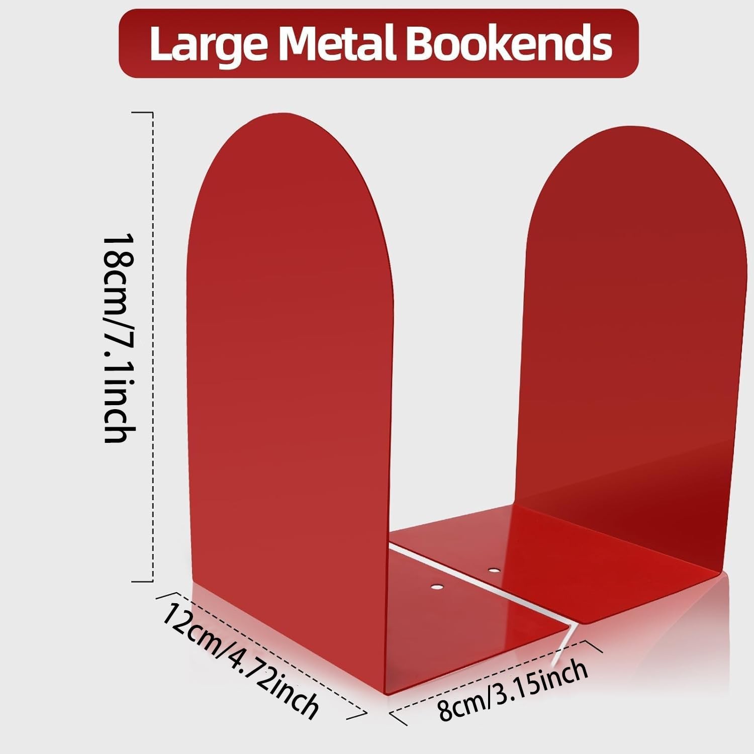 Lulonpon 8 Pieces Book Ends, Bookends, Books Stand, Metal Bookend for Red