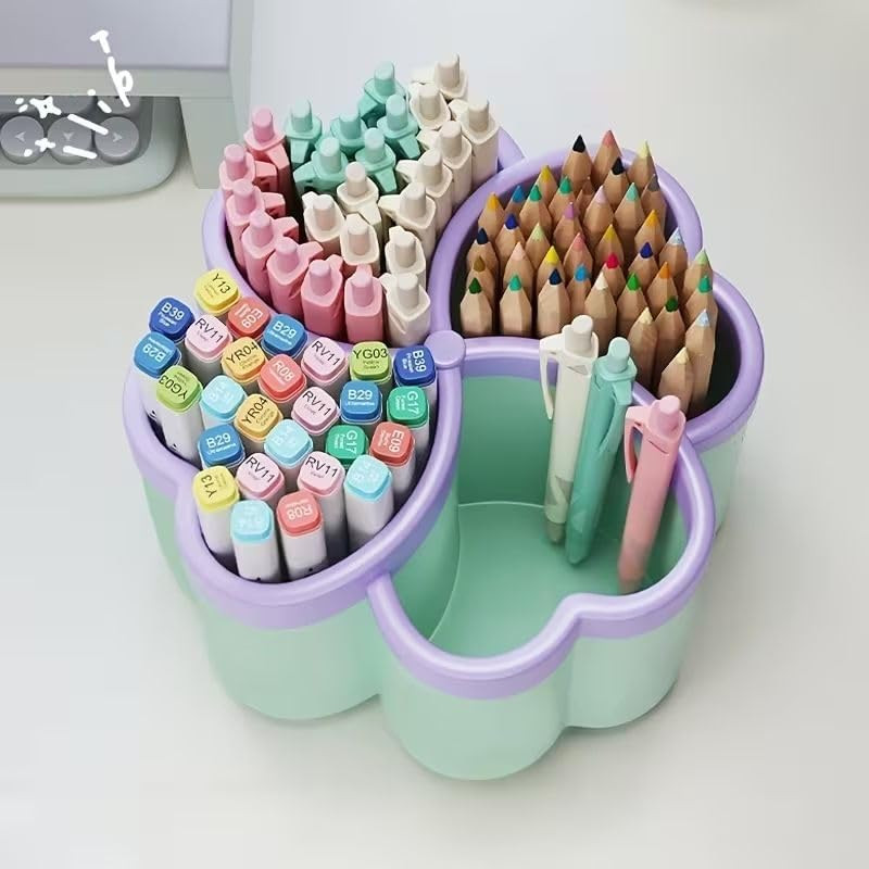 Pen Holder Desk Organizer,360°Rotating Pencil Pen Holder,Large Capacity Desk Sto