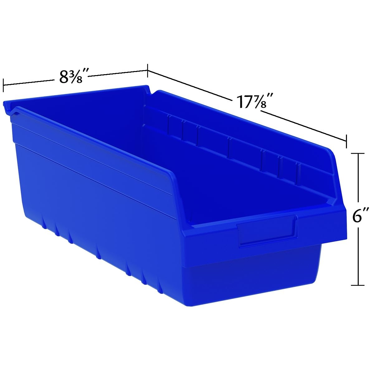 30088 ShelfMax Plastic Nesting Shelf Bin Box, 18 x 8 x 6 inches, Blue, Case of 8