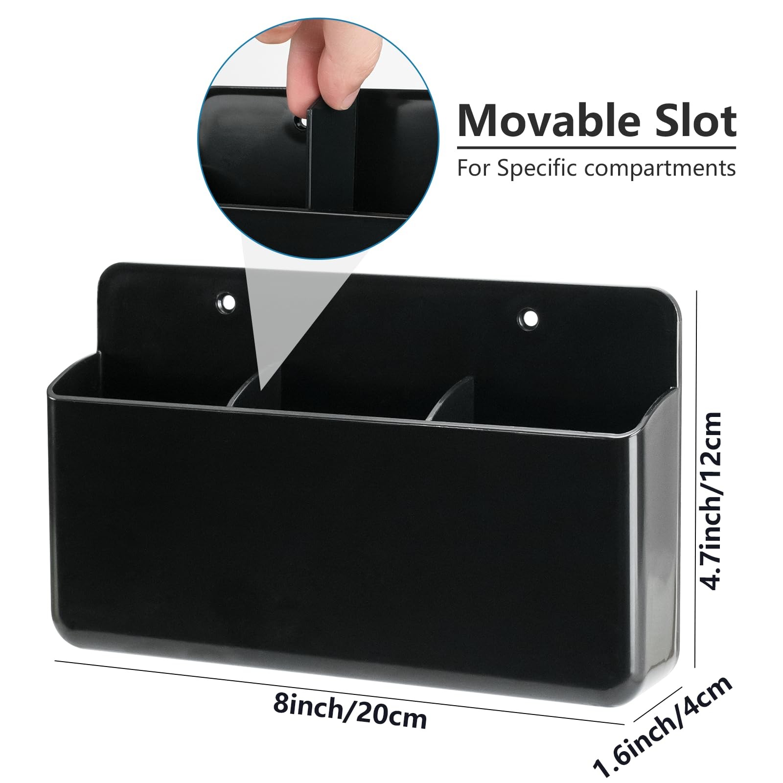 2 PCS Black Remote Control Organizer 3 Slot Wall Mount Self Adhesive For TV