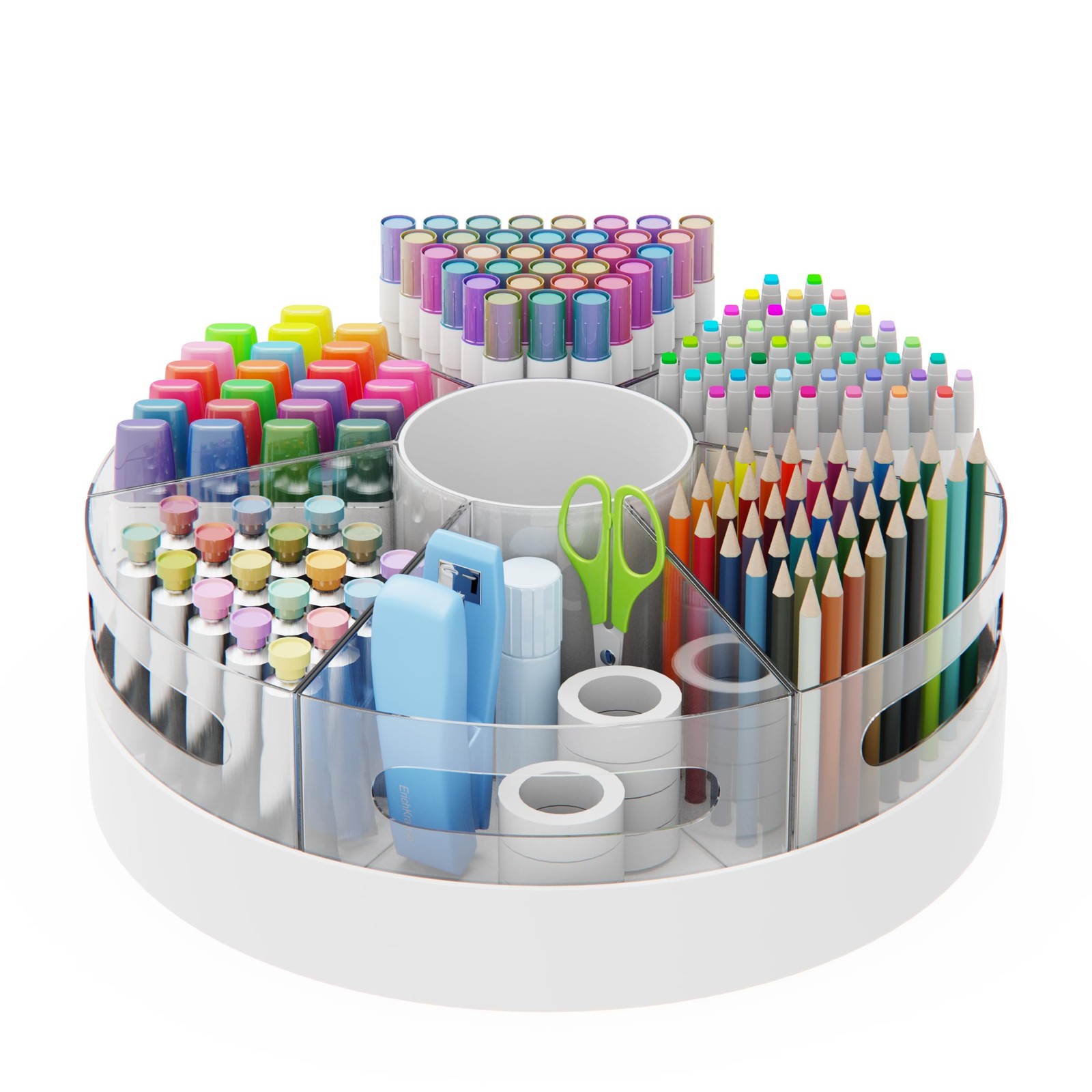 Rotating Pencil Organizer for Desk, 360 Smooth Spinning Marker Organizer, Cle…
