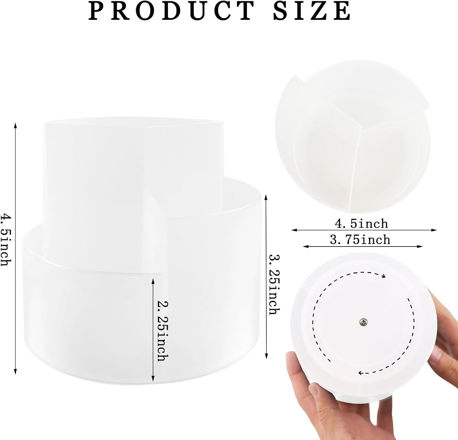 Desk Pen Holder, 3 Slots 360-Degree Rotating Desktop Storage Organizer, Desk Acc