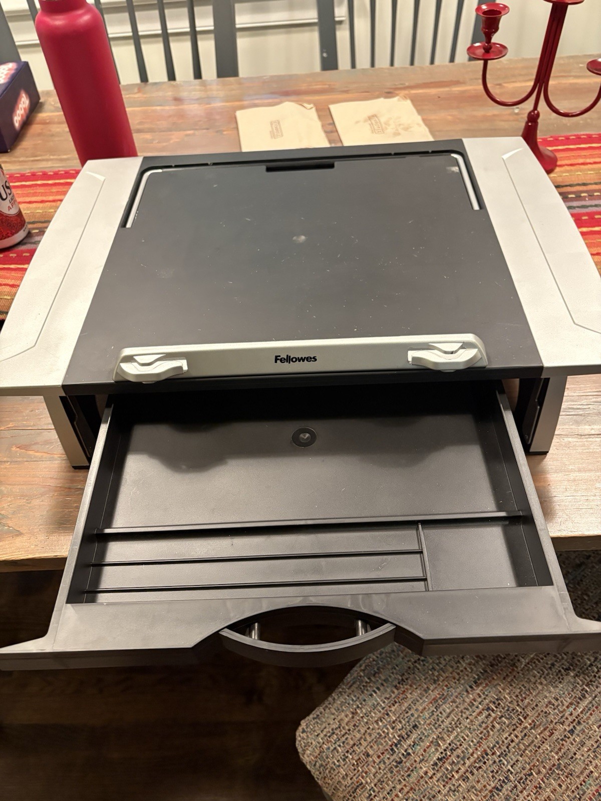 Fellowes Desktop Organizer Tray/Monitor Riser with Slide-Out Drawer