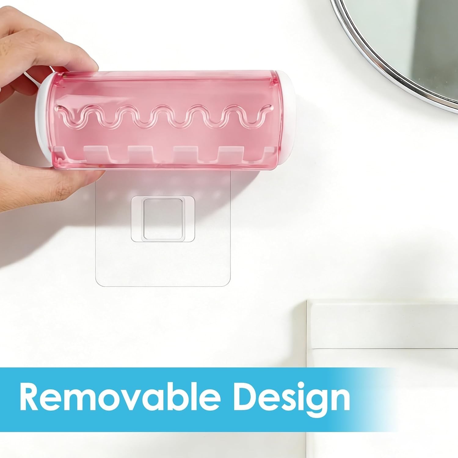 1 PCS Self Adhesive Toothbrush Holder W/ Cover Bathroom 5-Slot Wall Mounted