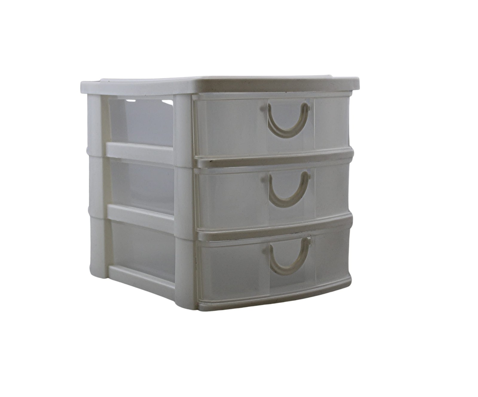 3 Drawer Mini Plastic Organizer Valet Makeup HBA Cosmetics Arts & White