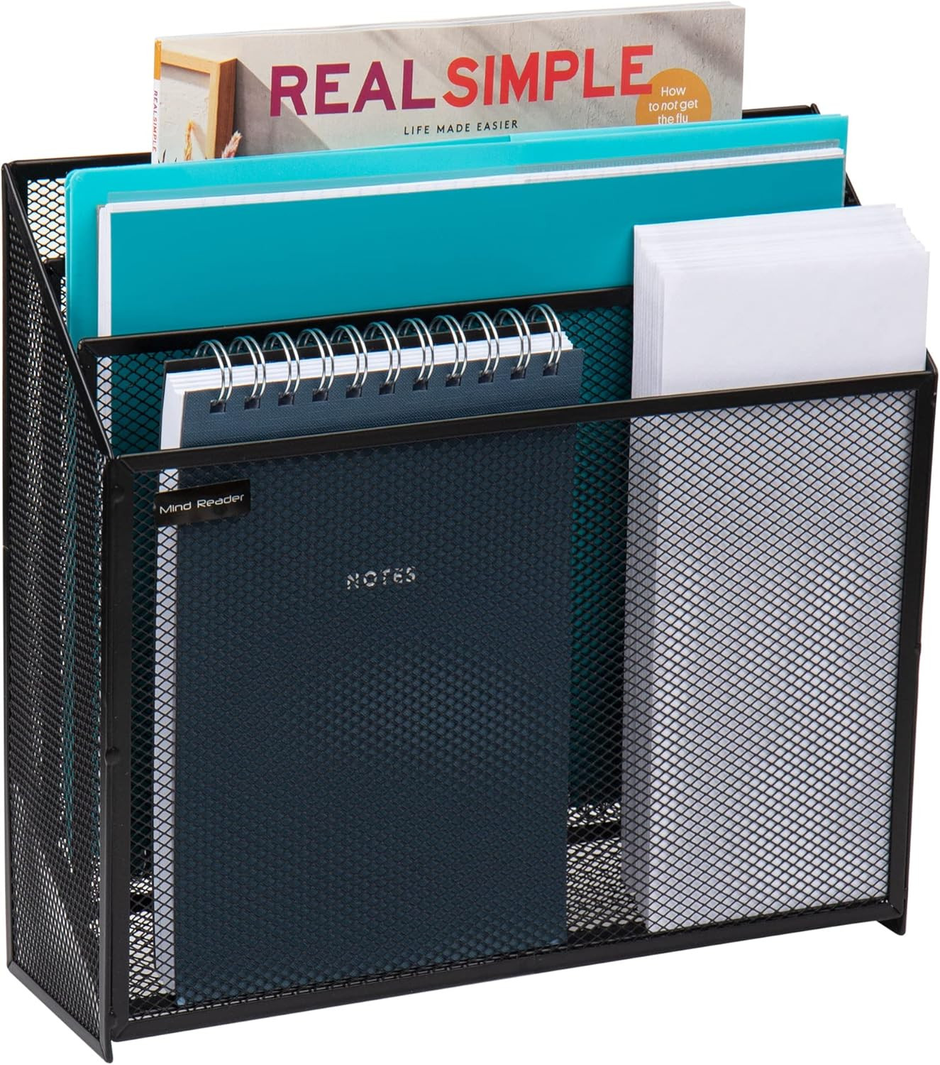 Vertical File Storage, Desktop Organizer, Workspace, Office, Metal Mesh, 12.5″L