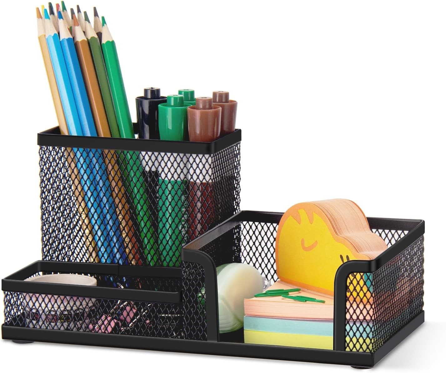 Mesh Pen Pencil Holder Desk Organizer, 3 Compartment Wire Desktop Pen Pencil …
