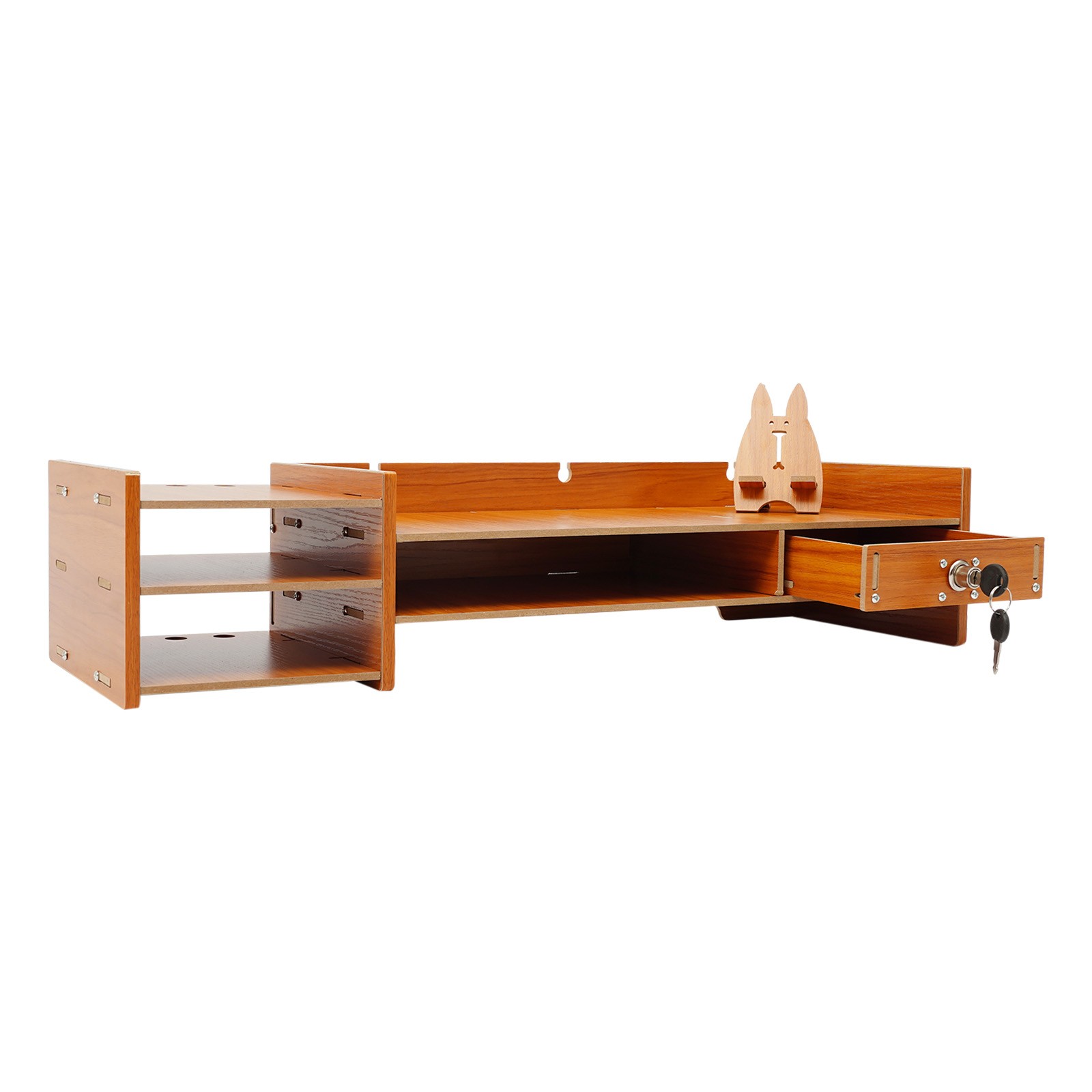 Multifunctional Monitor Stand Riser with Drawer, Storage Compartments, MDF