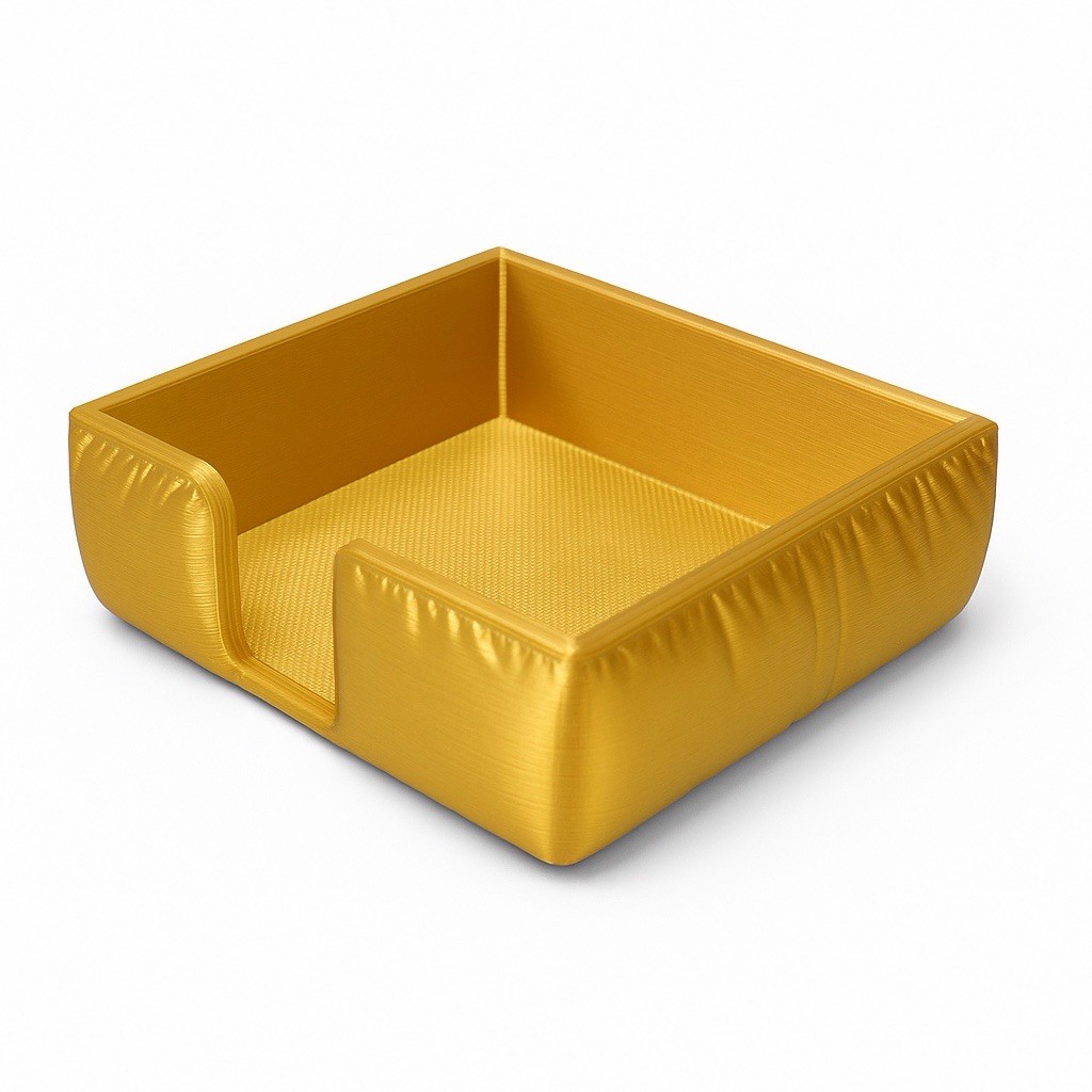 3D Printed Gold Sticky Note Holder Desk Organizer Fits 3×3 Notes Modern Office