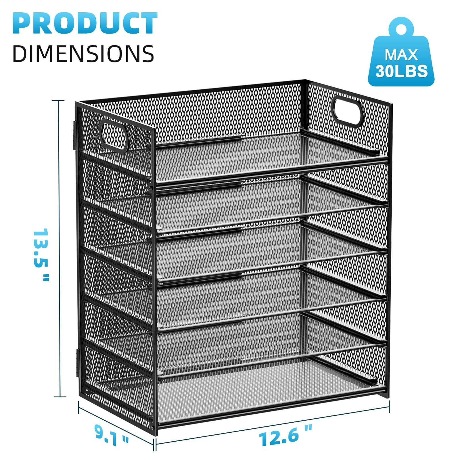 Marbrasse 6 Tier Paper Organizer Letter 12.6″ x 9.1″ x 13.4″, 6 – Black