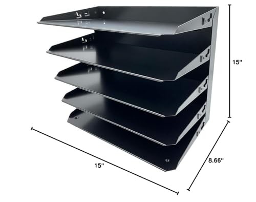 5 Slot Desk Organizer Tray for Legal Folders Durable Steel with Label Holders