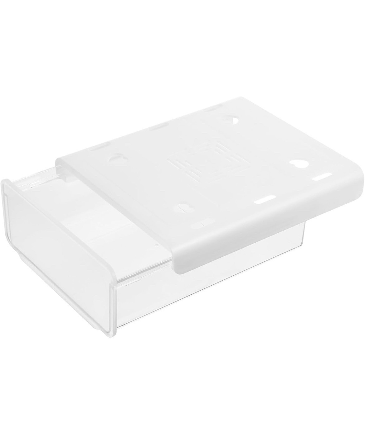 Under Desk Drawer, Self-Adhesive Slide Out Storage Organizer, White, Large