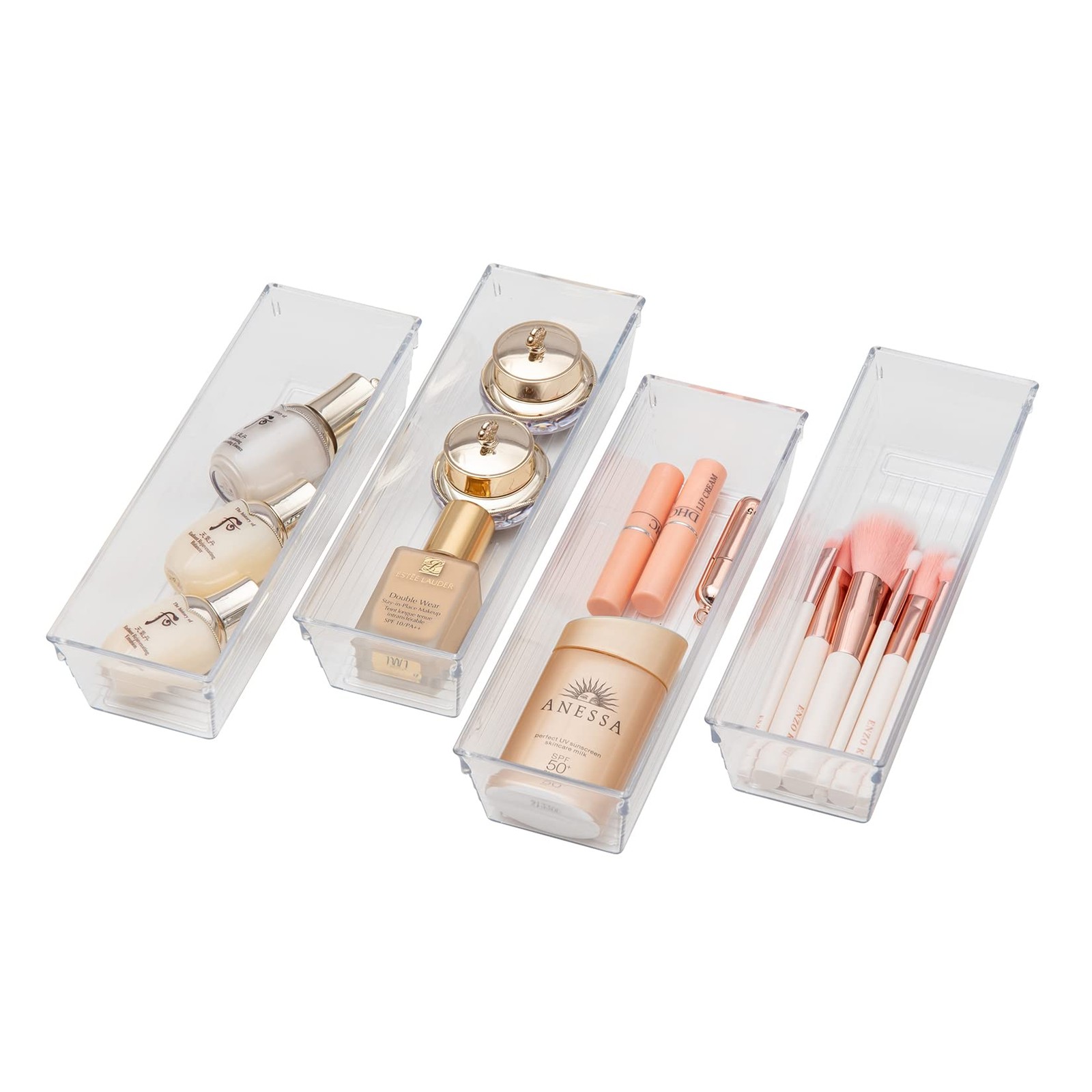 Backerysupply Clear Plastic Drawer Organizer Tray 9 in x 3 x 2 in,