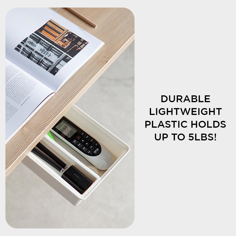 Under Desk Drawer, Slide out Hidden Desk Drawers Organizer, Self-adhesive dra…