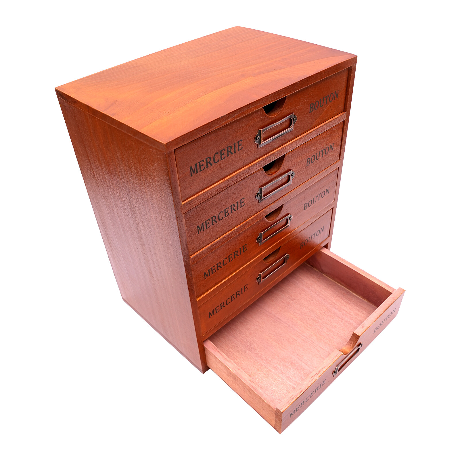 5-Drawer Brown Wooden Desk Organizer Storage Drawers Vintage Shelf Drawer
