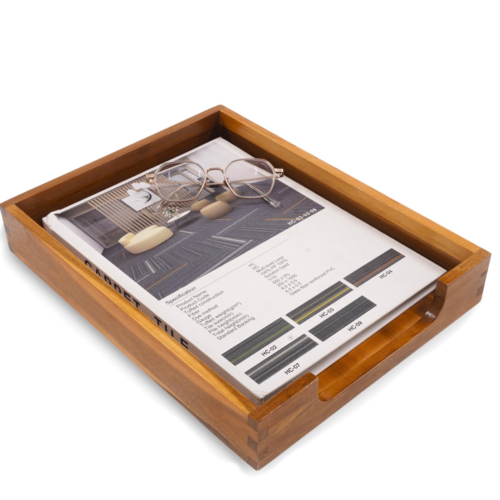 KOLWOVEN Wood Letter Tray -Load Documents Tray for Office Desktop Organizer -…
