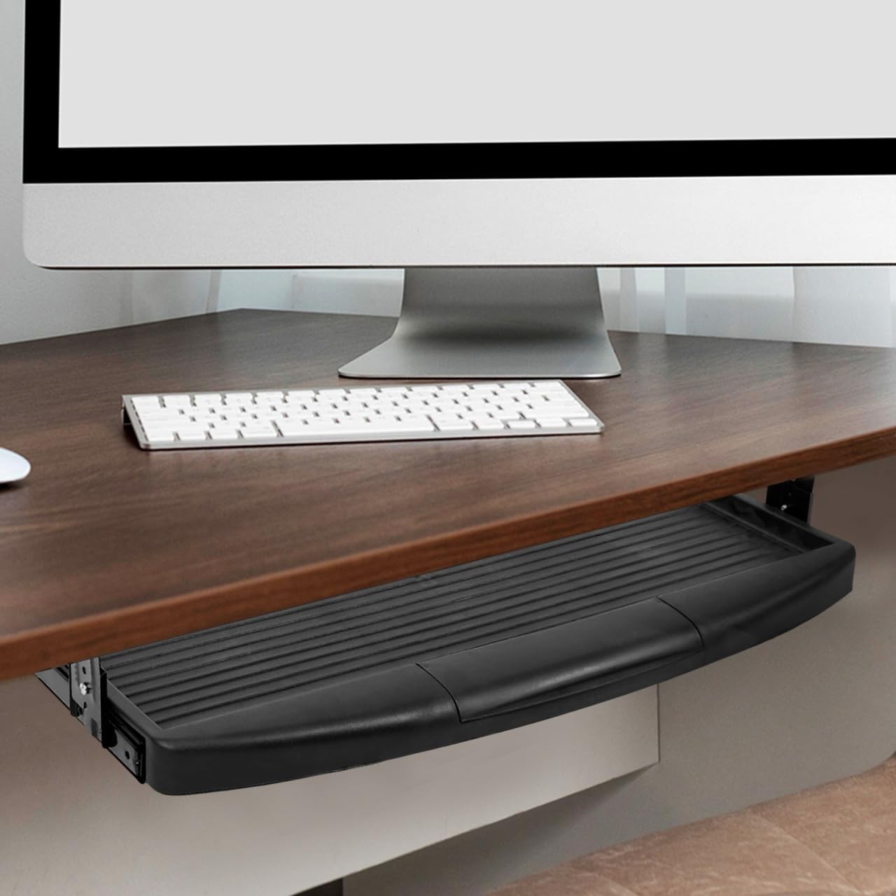 DIYEAH Under Desk Keyboard Tray Slide Out Drawer 53.00X25.50X4.00CM, Black
