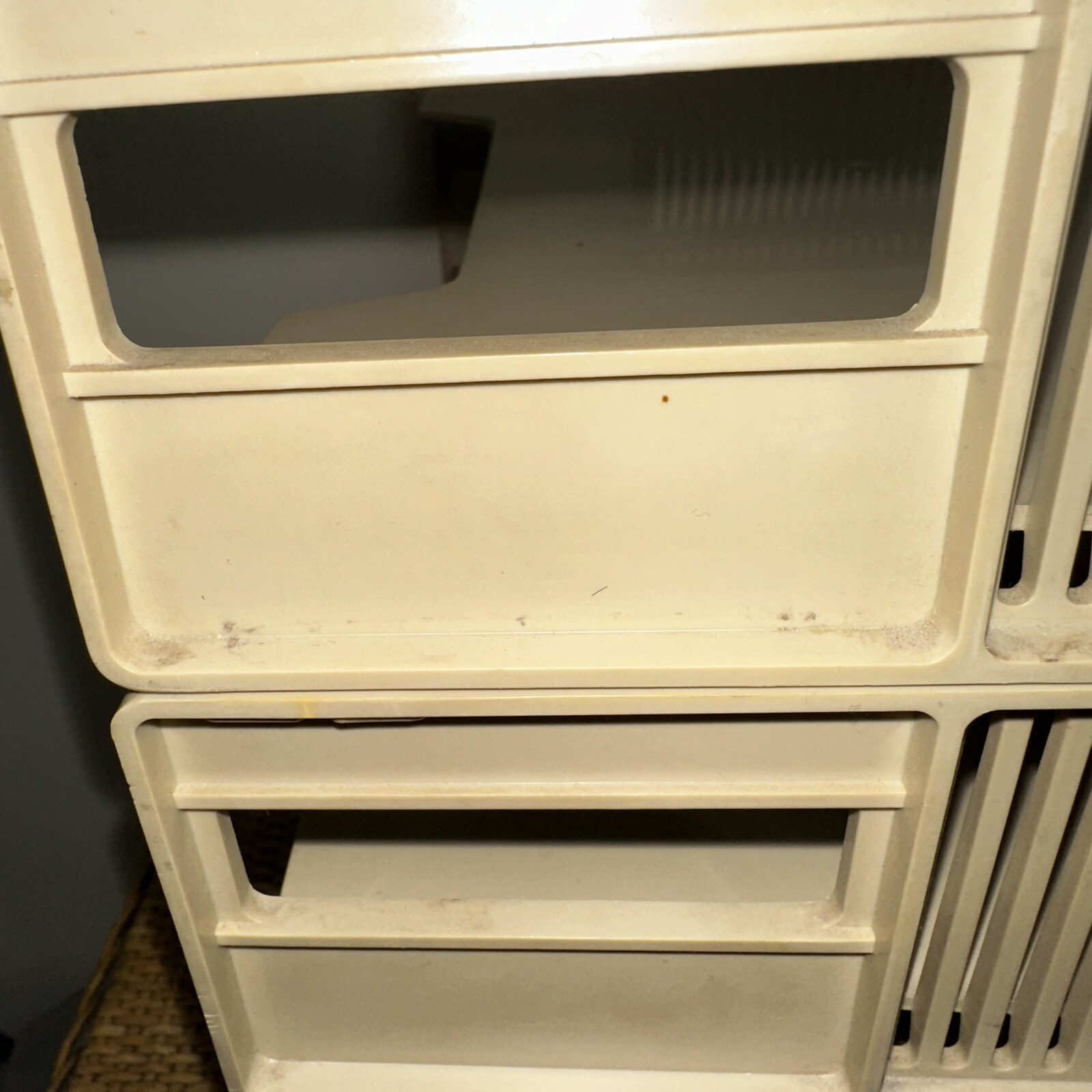 Vintage 1968 Eldon Office Products Stackable Desk Letter Paper Tray 4 Tier Tan